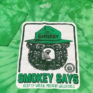 Smokey The Bear Smokey Says Keep it Green Tie-Dye T-shirt Large Gorpcore Hippie